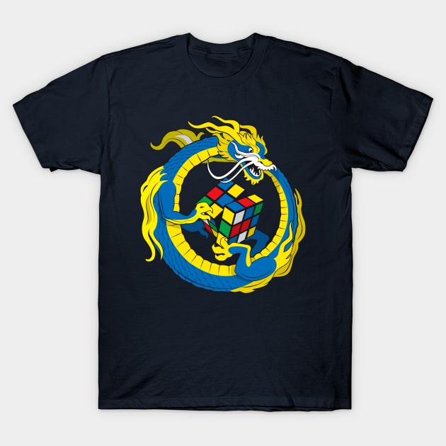 Dragon & Rubik's cube T-Shirt by goldengallery